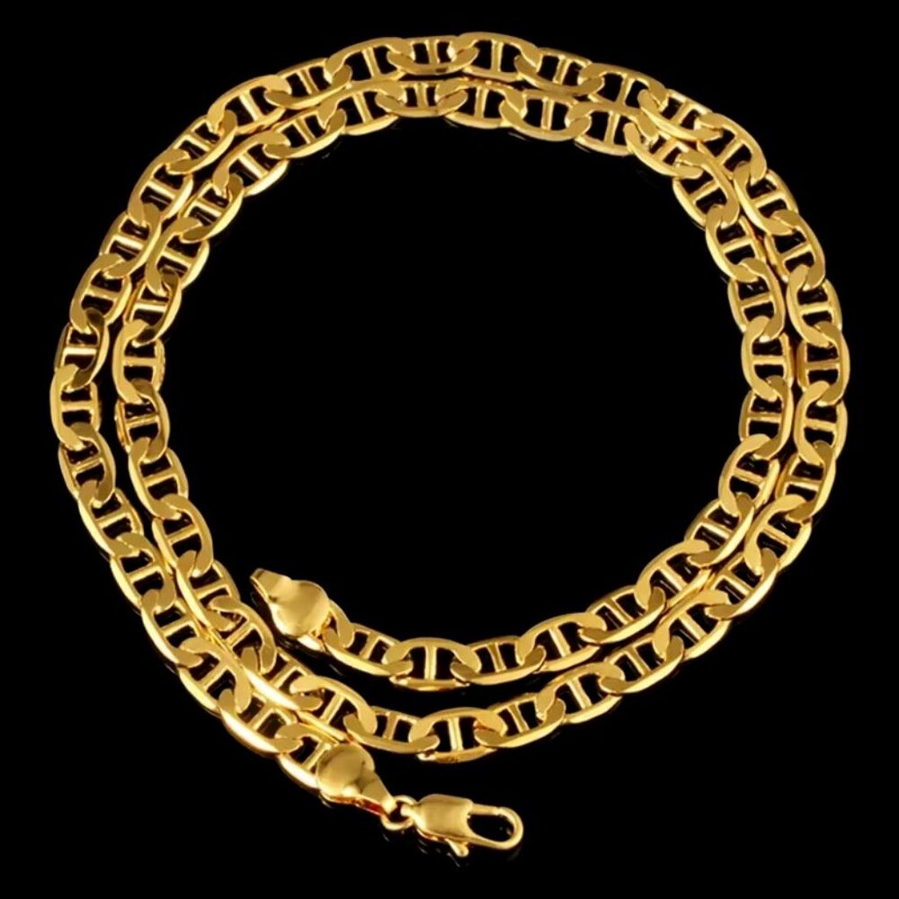 Awesome 22" Mariner Link Chain, 6mm Wide, Yellow Gold 🥇